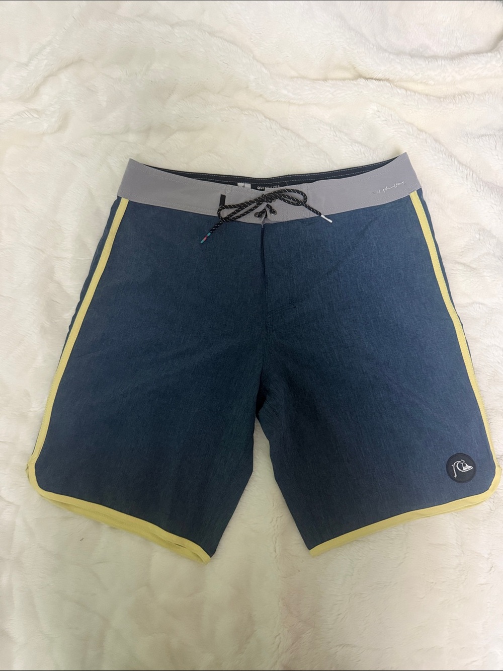 Quiksilver Navy Boardshorts with Yellow Trim